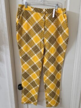 New York & Company Yellow Plaid Womens Pants